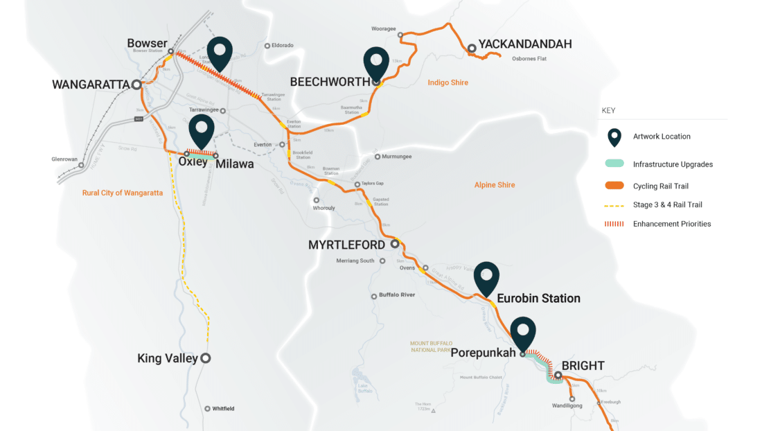 Mts Rail Map Murray to Mountains Rail Trail Enhancements - Tourism North East